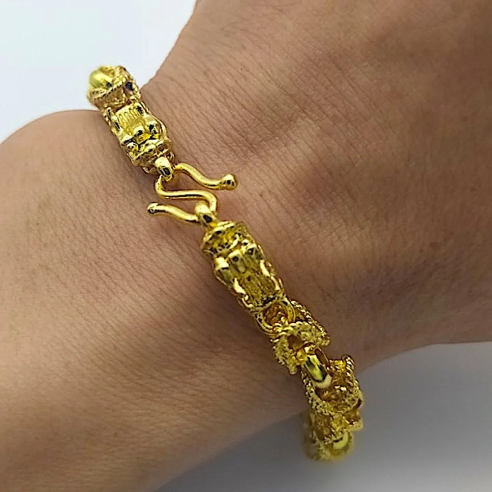 Dragon Hold Plated Byzantine Unisex Bracelet - Picture 5 of 14